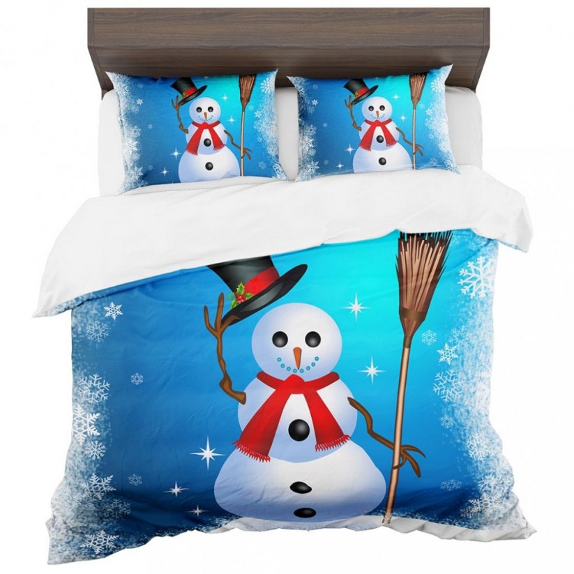 Lenjerie de pat cu un model de Crăciun culoarea albastră