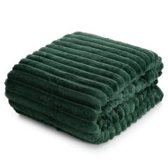 Smaragdno zelena plišasta odeja z reliefno črto