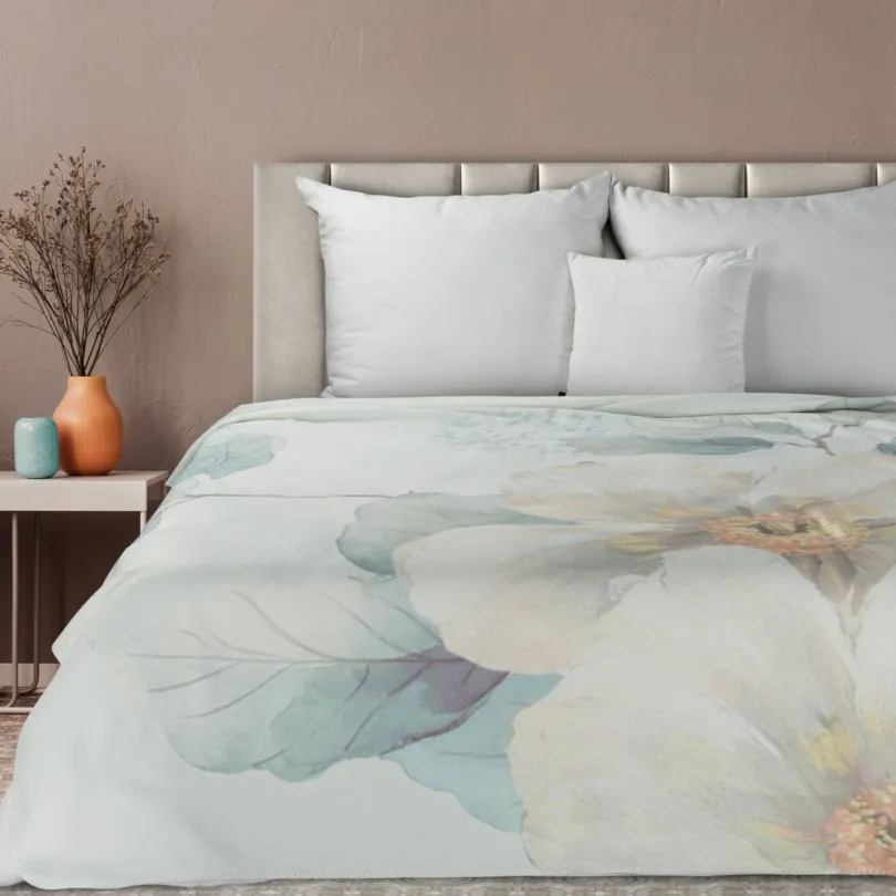 Luxusná akrylová deka s jemnou potlačou jarných kvetov