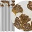 Klasična siva zavesa s potiskom zlatih listov ginka