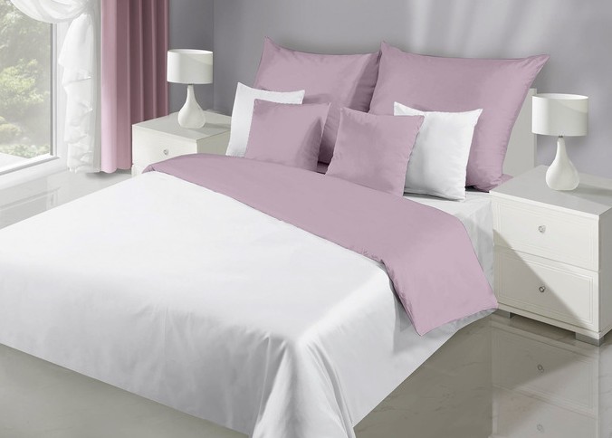 Lenjerie de pat elegantă cu două fețe, alb-violet
