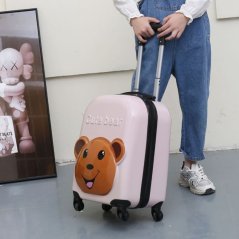 Детски куфар за пътуване на колела с телескопична дръжка - CUTE BEAR