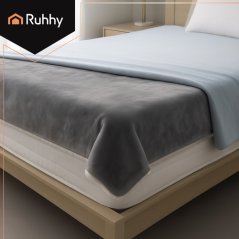 Pătură încălzită electric 180 x 130 cm - gri cu blană