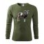 Bavlnené pánske tričko s dlhým rukávom a potlačou muflóna - Farba: Military, Veľkosť: S