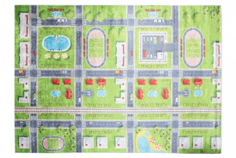 Dječji tepih s motivom zelenog grada - Veličina: Širina: 140 cm | Duljina: 200 cm