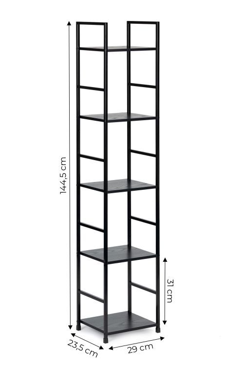 Scaffale stretto con 5 ripiani - nero