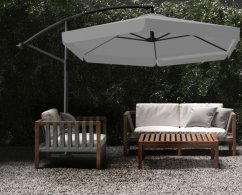Szürke kerti napernyő LED világítással 3 m