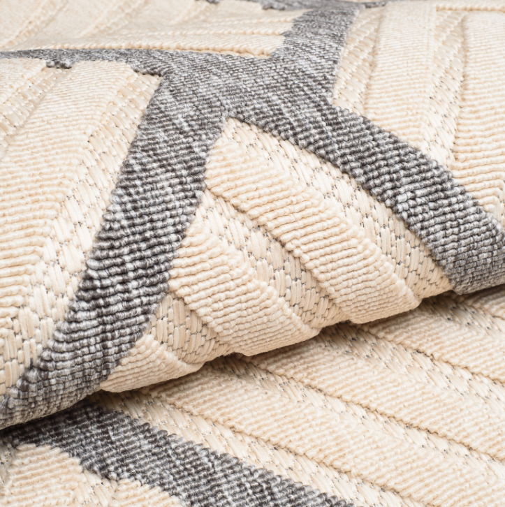 Krémově šedý koberec CANSAS s 3D efektem a geometrickým vzorem