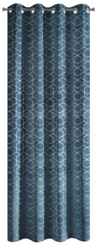 Draperii decorative albastre, cu agățare pe inele metalice 135 x 250 cm