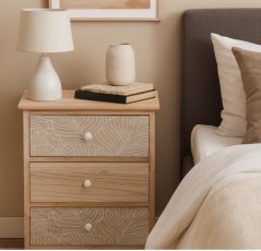 Komoda LUIZA s 3 zásuvkami – boho dizajn, 40 x 29 x 58 cm