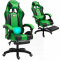 Bequemer Gaming-Stuhl mit schwarz-grünem Massagekissen