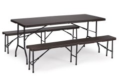Cateringový stôl 180cm + 2 lavice - ratan