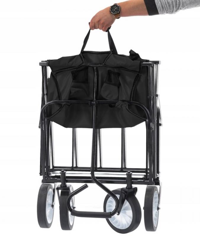 Prepravný skladací vozík v čiernej farbe 