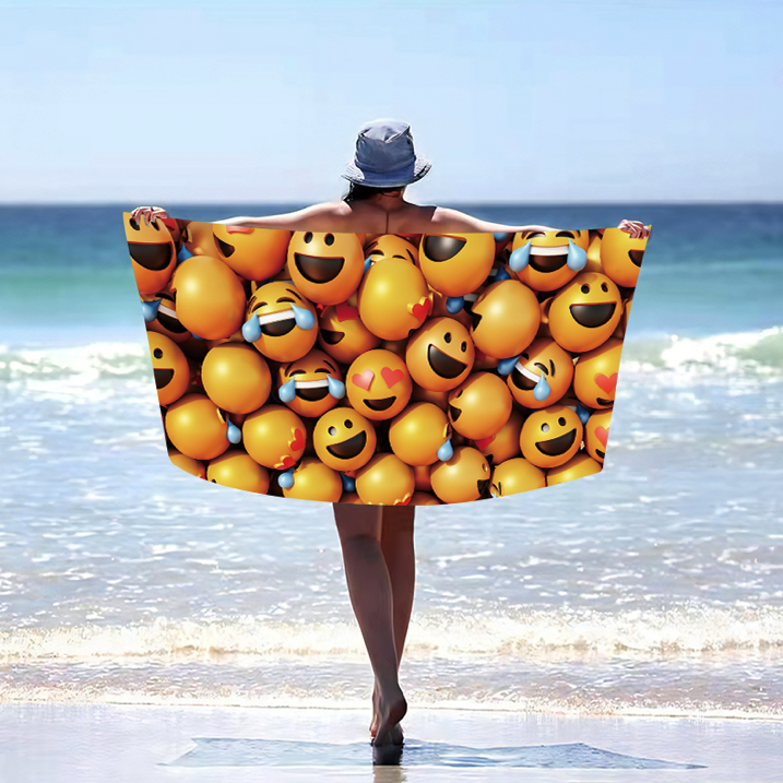 Telo da spiaggia con smiley - Misure: Larghezza: 100 cm | Lunghezza: 180 cm