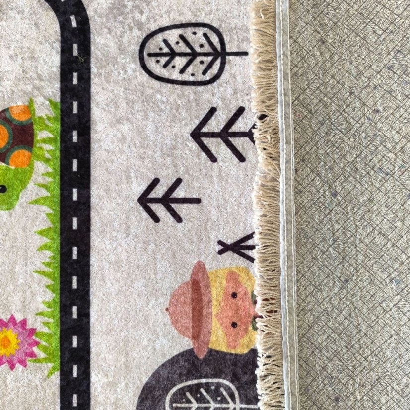 Grauer Teppich für Kinder - Safari-Trip