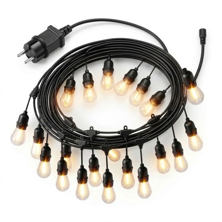 Kerti LED füzér - fénylánc E27 izzókkal