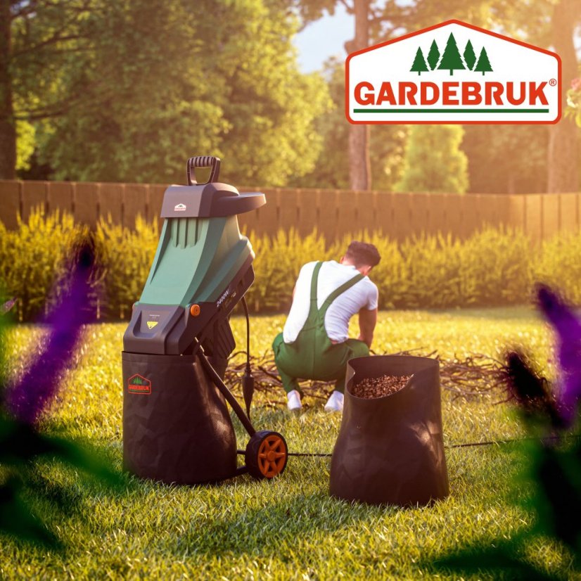 Trituratore da giardino per rami 2400 W + 2 sacchi di raccolta da 50 l