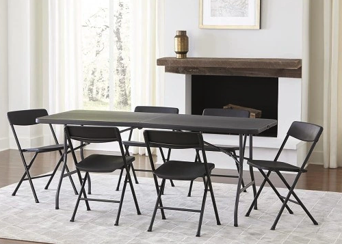  Záhradný cateringový stôl rozkladací 180 cm - čierny