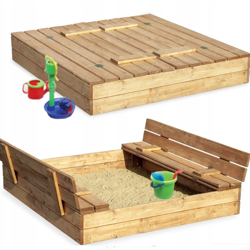 Sabbiera chiudibile con panche 120 x 120 cm