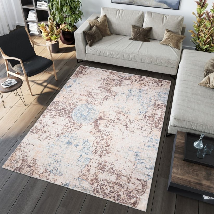 Trendiger Teppich in Brauntönen mit dezentem Muster - Die Größe des Teppichs: Breite: 120 cm | Länge: 170 cm