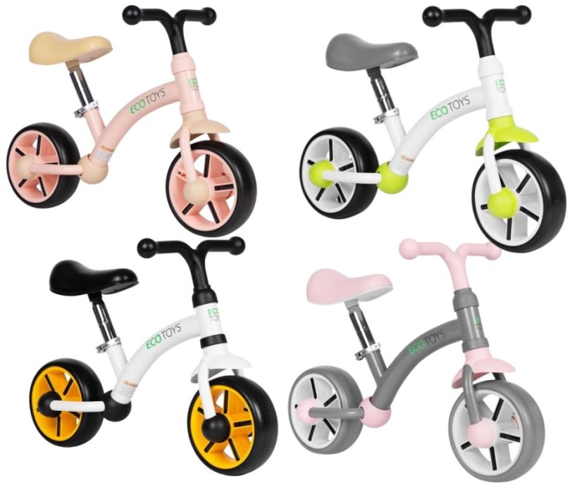 Dječji bicikl bez pedala ECOTOYS - Boja: Bijelo-crna