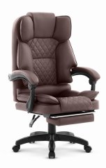 Ergonomická kancelárska stolička HC-1031 z ekokože s podnožkou - hnedá