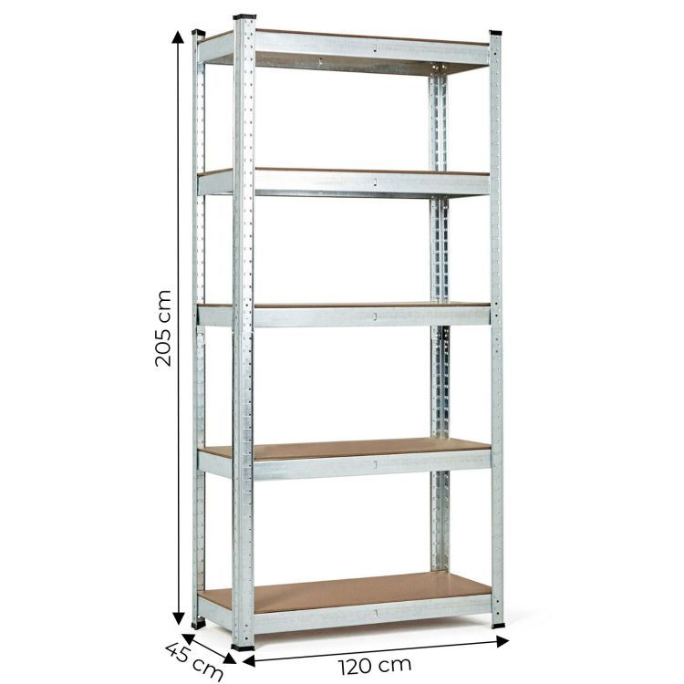 Stabilný kovový úložný regál s 5 policami 205x120x45 cm