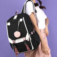 Zaino scolastico ergonomico per ragazzi - rosa-nero