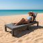 Lettino pieghevole per piscina e terrazza PREMIUM - grigio