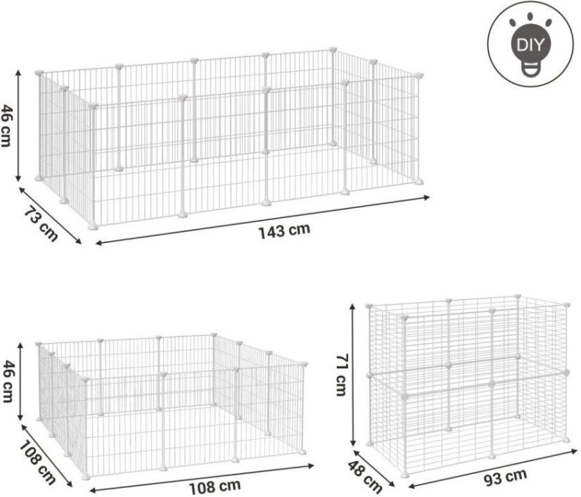 Modulární výběh pro malá zvířata - 12 panelů