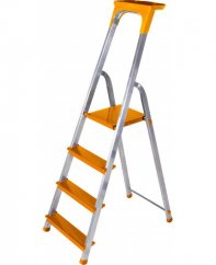 Aluminium-Leiter mit 4 Stufen und 150 kg Belastbarkeit, orange