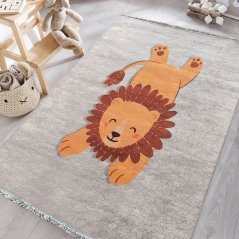 Preproga za otroško sobo - siva z levom