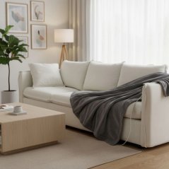 Pătură electrică încălzită, 180 x 160 cm, cu 9 niveluri de încălzire – neagră, cu bordură din blană