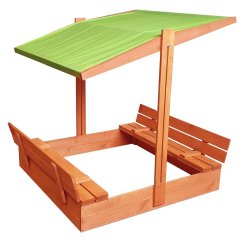 Sabbionaia chiudibile con panchine e tetto verde 120 x 120 cm