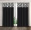 Черна декоративна завеса с графитен принт на цветя - Pазмер: Ширина: 160 см | Дължина: 250 см