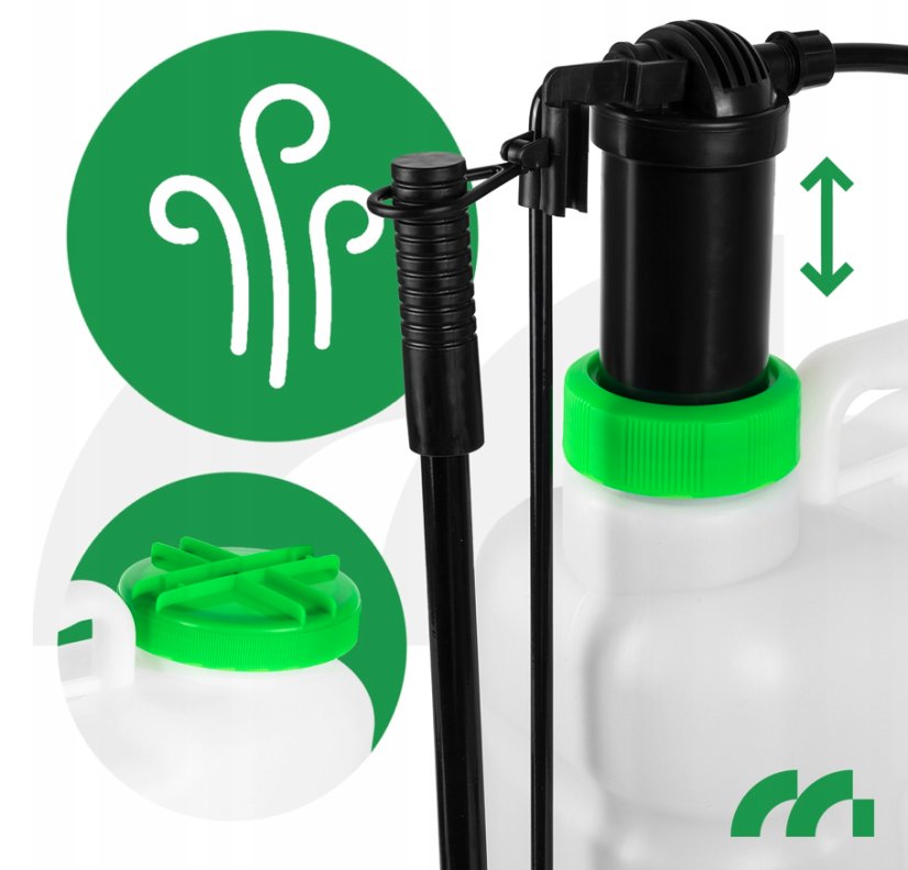 Pulverizator manual cu presiune pentru grădină 16L cu duză lungă și set de duze