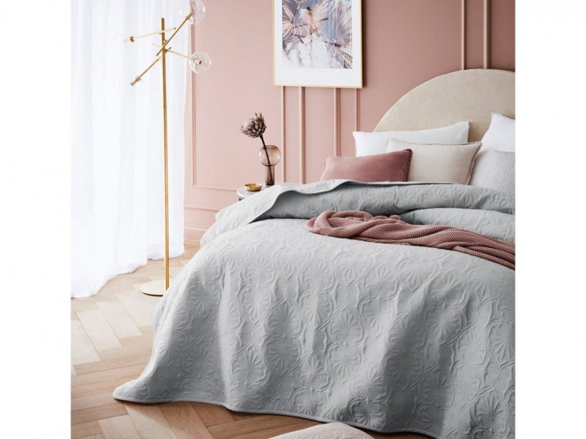 Cuvertură de pat matlasată gri deschis, elegantă 240 x 260 cm