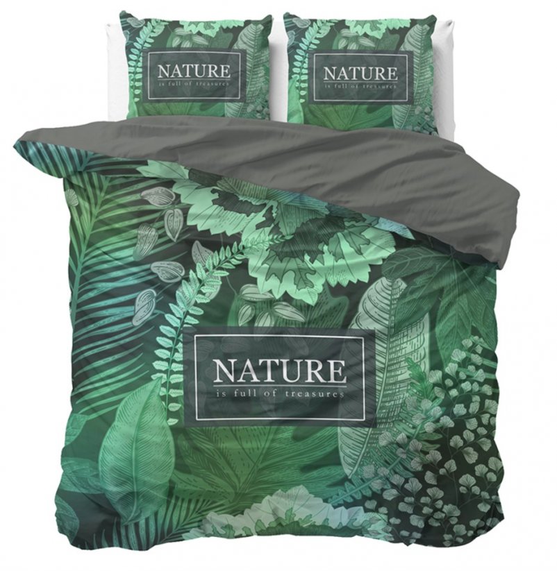 Zelené obliečky na posteľ z bavlny ORGANIC NATURE