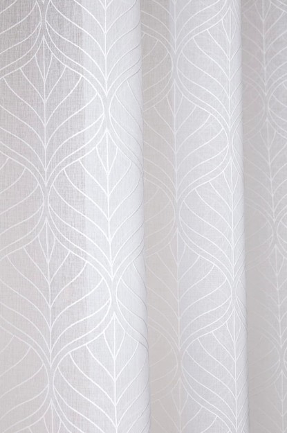 Elegantna bela zavesa, z obroči, 140 x 280 cm