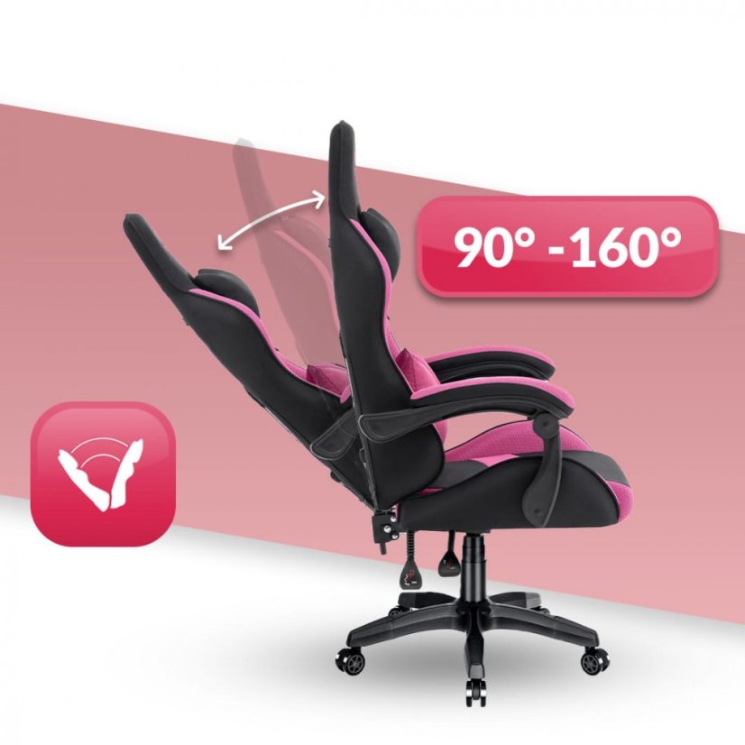 Herné kreslo Rainbow Pink-Black Mesh