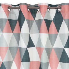 Ružový záves s geometrickým motívom na kruhy 140 x 250 cm 