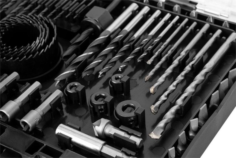 Set universal de burghie, biți și extensii 56H621 GRAPHITE - 90 bucăți