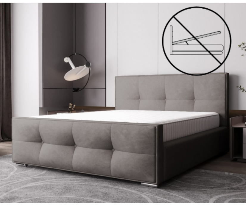 Loris Luxus kárpitozott ágy glamour stílusban 180 x 200 cm - szürke - Ágyneműtartó: tárolóhely nélkül Loris Luxus kárpitozott ágy glamour stílusban 180 x 200 cm - szürke - Ágyneműtartó: tárolóhely nélkül