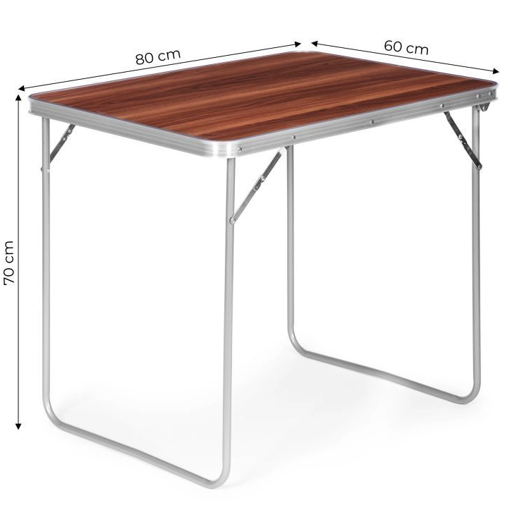 Tavolo pieghevole per catering 80x60 cm con imitazione di legno