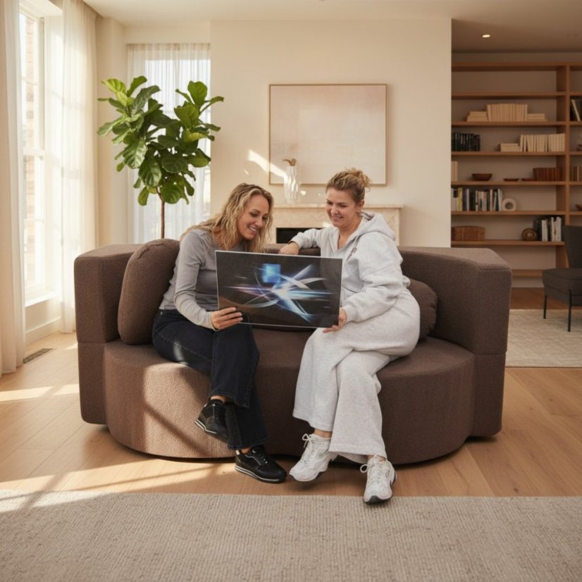 canapea extensibilă cu compresie maro cu dimensiuni de 200 x 80 cm