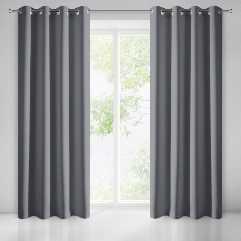 Perdea decorativă monocoloră în gri închis 140 x 250 cm