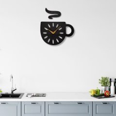 Nástěnné hodiny ve tvaru šálku - moderní design do kuchyně 30 x 30 cm