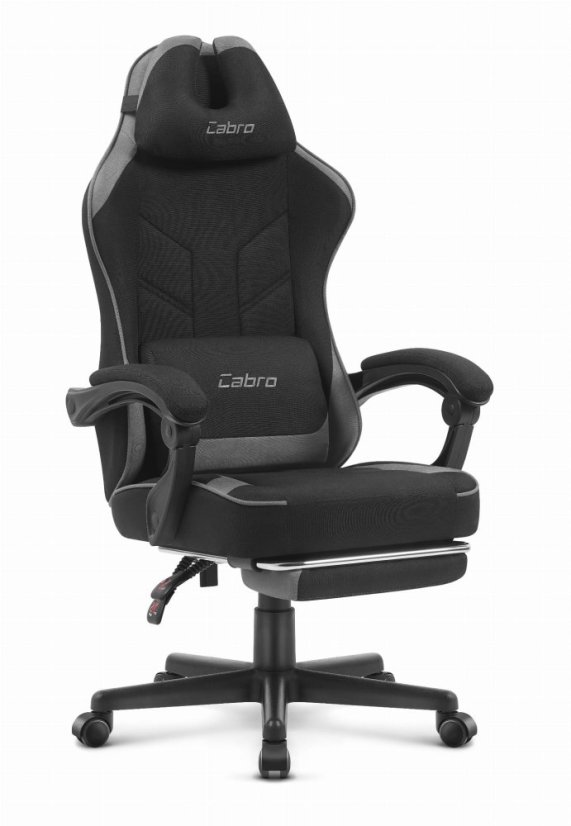 CABRO C504 gamerska stolica s presvlakom od tkanine i osloncem za noge, do 150 kg, crna i siva