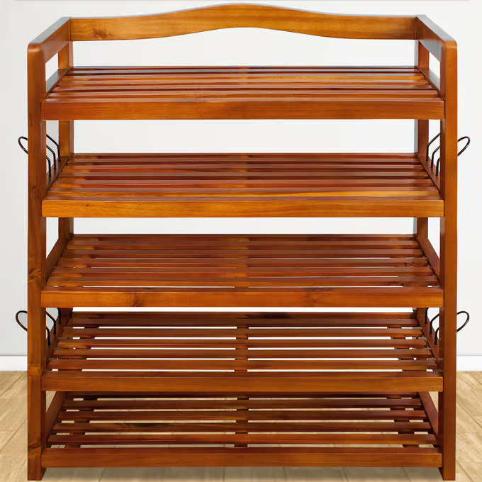 Schuhregal aus massivem Akazienholz 75 × 26 × 82 cm