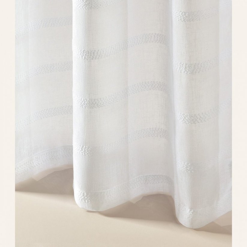 Visokokakovostna bela zavesa Maura z obesnimi obroči 140 x 260 cm